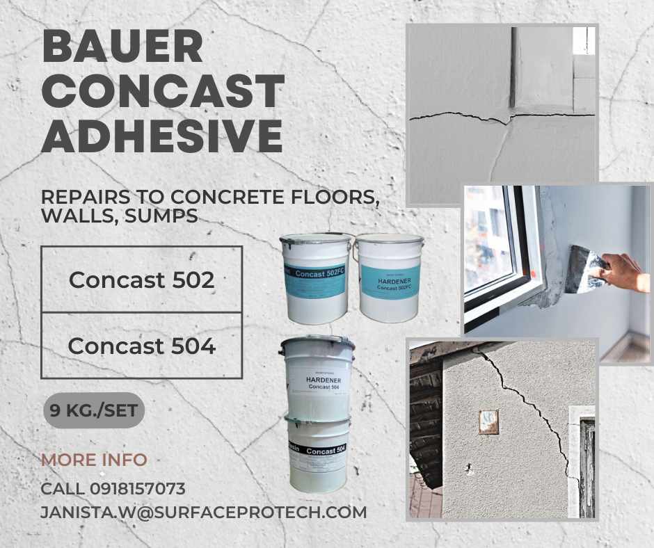 Bauer Concast กาวอีพ็อกซี่เนื้อข้น ยึดเกาะในแนวดิ่งได้ดีไม่ไหลเยิ้ม ซ่อมประสานโลหะ&คอนกรีต-ติดต่อฝ่ายขาย(ไอซ์)0918157073ค่ะ